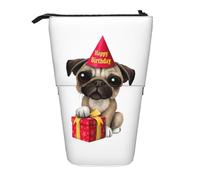 EdWal Grazioso astuccio telescopico con stampa di un cucciolo di carlino con scritta "Happy Birthday", Nero , Taglia unica, Organizer per borse