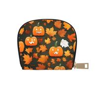 EdWal Happy Thanksgiving Day Pumpkin Print Card Holder Unisex Porta carte di credito per uomini e donne Porta carte di credito in pelle, sottile biglietto da visita, bianco, Taglia unica