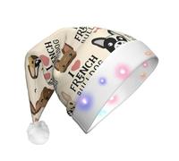 EdWal I Love French Bulldog Print Led Christmas Beanie Light Up Cappelli di Natale Cappelli a Maglia Con Luci Led Unisex Inverno Cappello di Babbo Natale