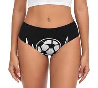 EdWal I Love Soccer Print - Slip da donna a vita alta, biancheria intima traspirante, Nero , L