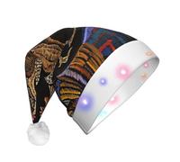 EdWal Il berretto di Natale ha condotto la stampa del pollo che accende i cappelli di Natale, cappelli a maglia con le luci LED, cappello di Babbo Natale invernale unisex