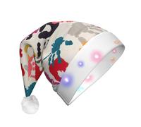 EdWal Il berretto di Natale ha condotto la stampa della stampa della mano accende i cappelli di Natale, cappelli a maglia con le luci principali, cappello unisex di Babbo Natale