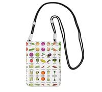 EdWal Introduzione di varie verdure stampa borsa a tracolla per le donne, mini borse del telefono, portafoglio del telefono carino, per il regalo di viaggio di escursionismo, Nero , Taglia unica