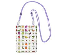 EdWal Introduzione di varie verdure stampa borsa a tracolla per le donne, mini borse del telefono, portafoglio del telefono carino, per il regalo di viaggio di escursionismo, Viola, Taglia unica