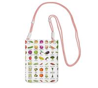 EdWal Introduzione di varie verdure stampa borsa a tracolla per le donne, mini borse del telefono, portafoglio del telefono carino, per il regalo di viaggio di escursionismo, rosa, Taglia unica
