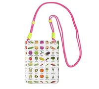 EdWal Introduzione di varie verdure stampa borsa a tracolla per le donne, mini borse del telefono, portafoglio del telefono carino, per il regalo di viaggio di escursionismo, Fucsia, Taglia unica