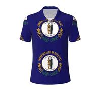 EdWal Kentucky State Flag Print - Polo da uomo a maniche corte, traspirante, da golf, per il tempo libero e sportivo, Nero , XXL