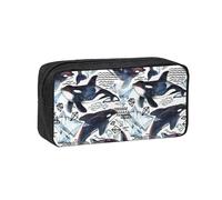EdWal Killer Whale Print Pen Organizer Bag Pouch Grande Capacità Astuccio con Cerniera Durevole Penna Caso per Cancelleria