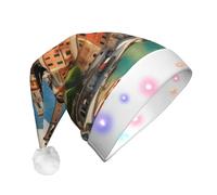 EdWal La bella stampa dell'Italia ha condotto il berretto di Natale accende i cappelli di Natale, cappelli lavorati a maglia con le luci principali, cappello unisex di Babbo Natale