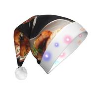 EdWal La stampa di fast food ha condotto il berretto di Natale accende i cappelli di Natale, cappelli lavorati a maglia con le luci principali, cappello unisex di Babbo Natale