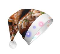 EdWal La stampa di fast food ha condotto il berretto di Natale accende i cappelli di Natale, cappelli lavorati a maglia con le luci principali, cappello unisex di Babbo Natale