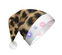 EdWal La stampa ruvida del leopardo ha condotto il Beanie di Natale accende i cappelli di Natale, cappelli a maglia con le luci principali, cappello unisex di Babbo Natale di inverno