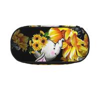 EdWal Madre e Bambino Elefante Girasoli Stampa Grande Capacità Matita Astuccio Grande Astuccio Cancelleria Penna Borsa Ufficio College Scuola, Nero , Taglia unica, Organizer per borse