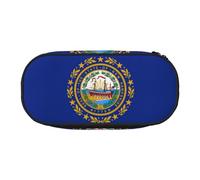 EdWal New Hampshire State Flag Stampa Grande Capacità Matita Astuccio Grande Astuccio Cancelleria Penna Bag Ufficio College Scuola, Nero , Taglia unica, Organizer per borse