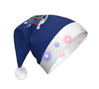 EdWal New York State Flag Print Led Christmas Beanie Light Up Cappelli di Natale, cappelli lavorati a maglia con luci a LED, cappello invernale unisex di Babbo Natale