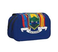 EdWal New York State Flag Print Pencil Case Canvas Pen Pencil Pouch Grande Capacità Organizzatore Multifunzionale Matita Bag