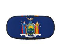 EdWal New York State Flag Stampa Grande Capacità Matita Astuccio Grande Astuccio Cancelleria Penna Bag Ufficio College Scuola, Nero , Taglia unica, Organizer per borse