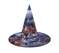 EdWal Notte Neve Santa E Cervo Stampa Halloween Strega Cappello Costume Accessorio Donne Cappelli Per Halloween Festa Cosplay Per La Casa, Cortile,