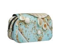 EdWal Ocean Sea Beach Seashells Starfish Blue Print Pencil Case Canvas Pen Pencil Pouch Large Capacity Organizer Multifunzionale Pencil Bag