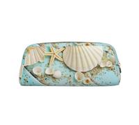 EdWal Ocean Sea Beach Seashells Starfish Blue Print Pencil Case Large Pencil Pouch Stationery Pen Bag Office College School Makeup Bag, Oro, One Size, Beauty case