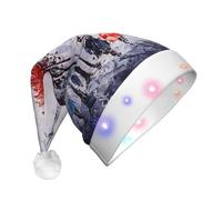 EdWal Paris City Tree Torre Eiffel Art Print Led Christmas Beanie Light Up Christmas Cappelli di Natale, cappelli lavorati a maglia con luci LED, cappello invernale unisex Babbo Natale