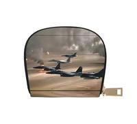 EdWal Porta carte di credito con stampa Jet Fighter, unisex, per uomini e donne, in pelle, sottile, bianco, Taglia unica