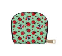 EdWal Porta carte di credito unisex con coccinelle rosse su sfondo blu, porta carte di credito per uomini e donne, porta carte di credito, biglietto da visita sottile, bianco, Taglia unica