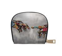 EdWal Porta carte di credito unisex con stampa a mano graffiti, custodia per carte di credito per uomini e donne, porta carte di credito in pelle, biglietto da visita sottile, bianco, Taglia unica