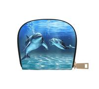 EdWal Porta carte di credito unisex con stampa delfini nel mare, porta carte di credito per uomini e donne, porta carte di credito, biglietto da visita sottile, bianco, Taglia unica