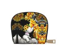 EdWal Porta carte di credito unisex con stampa di elefanti e girasoli madre e bambino, porta carte di credito per uomini e donne, porta carte di credito, biglietto da visita sottile, bianco, Taglia