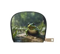 EdWal Porta carte di credito unisex con stampa di foglie di rana, per uomini e donne, porta carte di credito in pelle, biglietto da visita sottile, bianco, Taglia unica