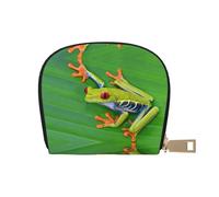 EdWal Porta carte di credito unisex con stampa di foglie verdi rana animale porta carte di credito per uomini e donne porta carte di credito, sottile biglietto da visita, bianco, Taglia unica