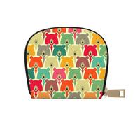 EdWal Porta carte di credito unisex con stampa di orsi colorati, per uomini e donne, porta carte di credito, biglietto da visita sottile, bianco, Taglia unica