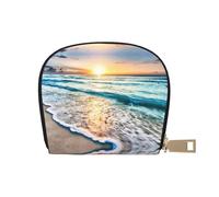 EdWal Porta carte di credito unisex con stampa onde oceaniche spiaggia tramonto custodia per carte di credito per uomini e donne porta carte di credito, sottile biglietto da visita, bianco, Taglia