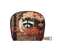 EdWal Raccoon in The Fall Tree Hole Print Card Holder Unisex Porta carte di credito per uomini e donne Porta carte di credito in pelle, sottile biglietto da visita, bianco, Taglia unica