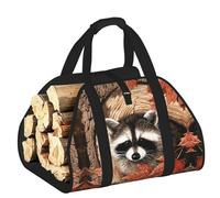 EdWal Raccoon in The Fall Tree Hole Print Log Carrier Bag con lati aperti in legno porta tronchi per caminetto borsa tote accessorio camino