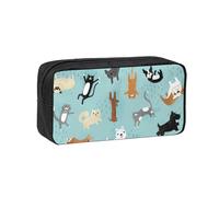EdWal Raining Cats & Dogs - Astuccio portapenne con stampa di cani e gatti, grande capacità, con cerniera, resistente, per cancelleria