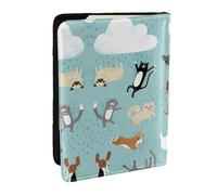 EdWal Raining Cats & Dogs - Custodia per passaporto con porta carte di credito, in pelle, per donne, uomini, famiglia, viaggio, Nero , Taglia unica