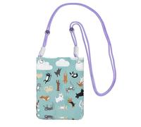 EdWal Raining Cats & Dogs Print Crossbody Bag per donne, mini borse per telefono, carino portafoglio per telefono, per escursioni e viaggi regalo, Viola, Taglia unica