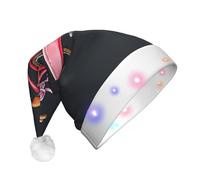 EdWal Retro Red Bicycle Print Led Christmas Beanie Light Up Christmas Cappelli di Natale, cappelli a maglia con luci a led, cappello invernale unisex di Babbo Natale