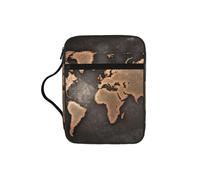 EdWal Rust, borsa per cosmetici con stampa di mappa del mondo, con manico robusto, borsa per tablet, piccola borsa per attrezzi per libri