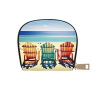 EdWal Scena spiaggia con sedie stampa porta carte di credito unisex porta carte di credito per uomini e donne porta carte di credito, sottile biglietto da visita, bianco, Taglia unica