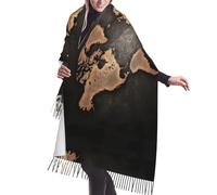 EdWal Scialli morbidi da donna in cashmere con stampa di ragno spaventoso, sciarpa calda e leggera alla moda, sciarpa invernale lunga scialle, Mappa del mondo Rust, Taglia unica