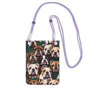 EdWal Simpatica borsa a tracolla con stampa di bulldog inglese per donne, mini borse per telefono, grazioso portafoglio per telefono, regalo per escursioni e viaggi, Viola, Taglia unica