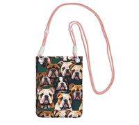 EdWal Simpatica borsa a tracolla con stampa di bulldog inglese per donne, mini borse per telefono, grazioso portafoglio per telefono, regalo per escursioni e viaggi, rosa, Taglia unica