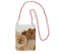 EdWal Simpatica borsa a tracolla con stampa Pomerania per donne, mini borse per telefono, grazioso portafoglio per telefono, regalo per escursioni e viaggi, rosa, Taglia unica