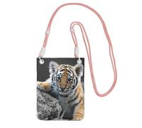 EdWal Simpatica borsa a tracolla da donna, con stampa di cucciolo di tigre, mini portamonete, grazioso portafoglio per telefono, regalo per escursioni e viaggi, rosa, Taglia unica