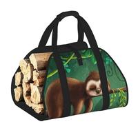 EdWal Simpatica borsa porta legna con stampa di bradipo rilassante sull'albero della giungla, con lati aperti, in legno, per camino, borsa tote e accessorio per caminetto