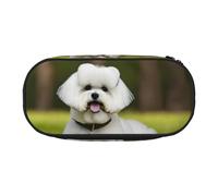 EdWal Simpatico astuccio con stampa di cane Bichon Frise, grande capacità, astuccio per cancelleria, per ufficio, università, scuola, Nero , Taglia unica, Organizer per borse