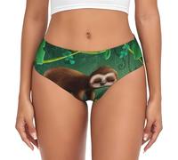 EdWal Simpatico bradipo rilassante sull'albero della giungla stampa slip da donna a vita alta mutandine, biancheria intima traspirante, biancheria intima bikini breve, Nero , 3XL